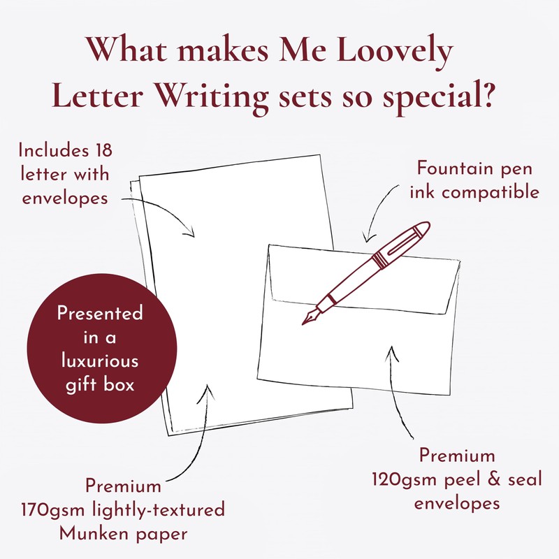 Me Loovely Writing Paper & Envelope Set Premium Blank A5