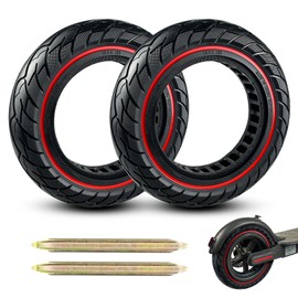KTUMININV 10x2.125 Scooter Tire,10x2/54-152 electric Rubber Solid Tire for Gotrax G4/XR/V2 Ninebot F25/F65 Electric Scooter Front and Rear Replacement (2 Pack Red)