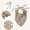 3 Pcs Crochet Bandana, Triangle Head Scarf (White Black, Khaki)