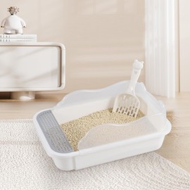 EudokkyNA 1 Pack Hooded Cat Litter Box with Scoop, Open Top Cat Litter Box with High Sides