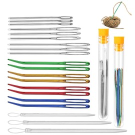 Yarn Needle Set, 20 Pieces Darning Needle Set, Coloured Curved Tip with Big Eyes, Blunt Needles Knitting Needles Set, Stainless Steel Yarn Knitting Needles, Sewing Needles, Tapestry Needles for Yarn,