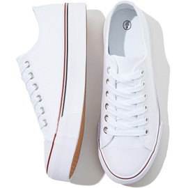 FRACORA Womens White Canvas Sneakers Low Top Canvas Shoes for Men Fashion Unisex Sneakers(White,US8.5)