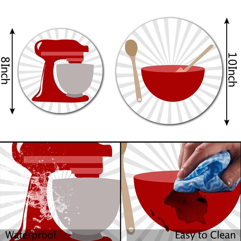 Walarky Kitchen Utensil Pattern Round Metal Hob Covers 4-Piece Stove