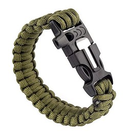 OUTLETISSIMO® Paracord Bracelet 3 in 1 Military Whistle Survival Green, Nylon