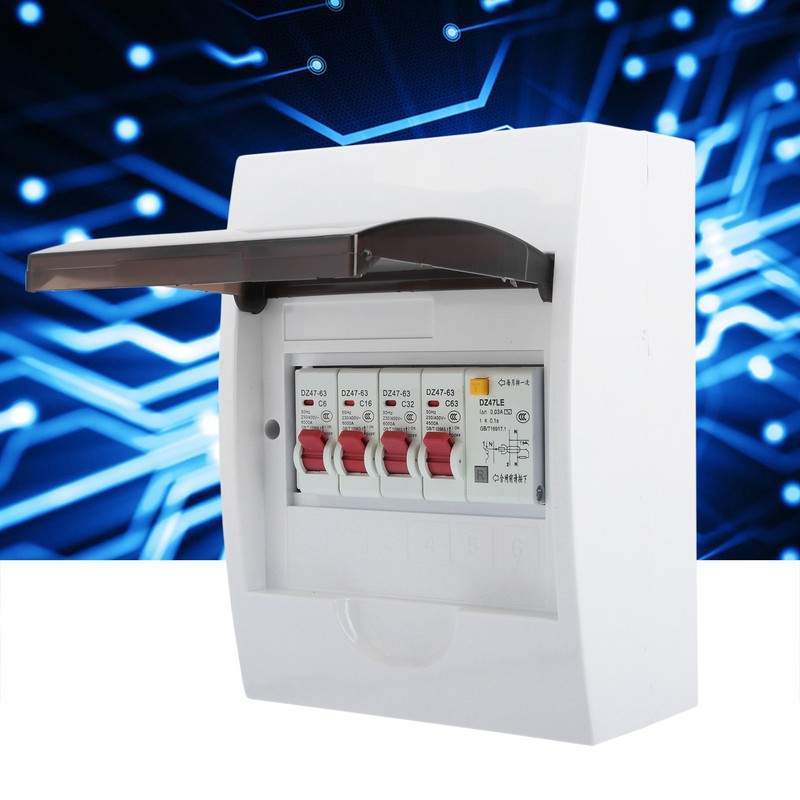 3 Way Fuse Box for 63A 30mA RCD+3MCB(6A+16A+32A) Power Supply