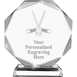 Hockey Crystal Awards, 6.75" Custom Hockey Award with Engraving Included Prime