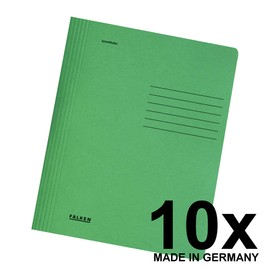 Original Falken 10-pack of intensive colour loose-leaf binders. Made in Germany. Ready-to-use folded staplers made of recycled cardboard, DIN A4 commercial and government stapling dark green Blue Angel
