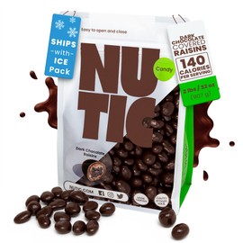 Nutic Gourmet Chocolate Covered Raisins - Dark Chocolate, Bulk Bag of Candy Snacks, Perfect for Movies, Bites of Raisins & Chocolate Candies - 2 Lb