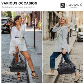 LAVAWA Tote Bag Western Purses for Women Shoulder Bag and Wallet Clutch Wristlet Boho Handbag with Zipper Satchel (Black)