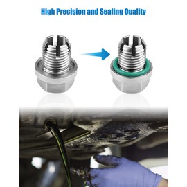 TIKSCIENCE M14.1-1.5 x 15mm Oil Drain Plug Oversize Piggyback, Stainless Steel Self Tapping Oil Pan Thread Repair Kit with O-Ring