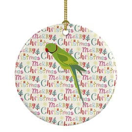 Caroline's Treasures WDK2908CO1 Ring-Necked Parakeet Christmas Ceramic Ornament, 3 in, Multicolor