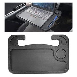 GLSOWEE Car Steering Wheel Tray, Computer Office Car Table Tray, Auto Steering Wheel Desk for Eating, Multipurpose Car Desk Travel Accessories for Most Vehicles Steering Wheel (Black)