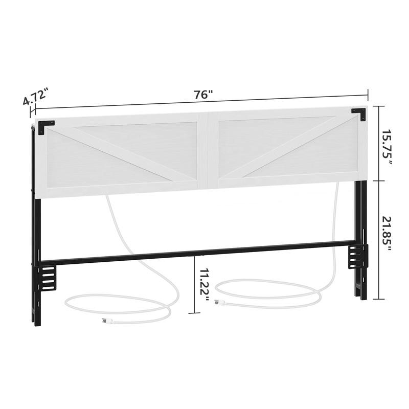 MAHANCRIS King Size Headboard Only, Headboard with 2 Outlets and