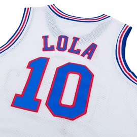 Youth Kids Basketball Jerseys #10 Lola Space Movie Jersey Shirts for Boys S-XL (White, Youth Small)