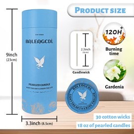 ZECHKAVAA White Pearled Candle 18oz Luxury Sand Candle Granulated Wax - 30 Cotton Wicks - Gardenia Scented - Lasts up to 120 Hours