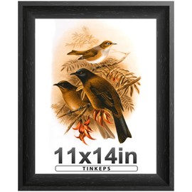 Tinkeps 11x14 Picture Frame Black with Black Back Board, Curved Extra Wide Edges, Wooden Vintage Style Picture Frame 11x14 inches for Wall Decor.
