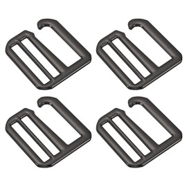 sourcing map 4Pcs 38mm/1.5" Metal G-Hook Webbing Buckles Adjustable Flat Tri-Glide Slide Buckles for Backpack Strap Webbing, Dark Grey