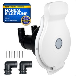 Five Oceans Manual Bilge Pump, 10-16/22-18 GPM, 1" & 1-1/2" Ports for Water/Waste, Durable P.P. & ABS, Compact Hand Pump for Boats & Sailboats up to 40 ft - FO2203