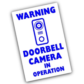 1 x Sticker Warning CCTV Doorbell in Operation Camera Recording Sign Small 24hr Security Vinyl Video Notice Label BLUE on WHITE Door Bell 90x60mm Portrait C7