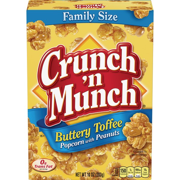 CRUNCH 'N Munch Buttery Toffee Popcorn with Peanuts, 10 oz. (Pack of 12)
