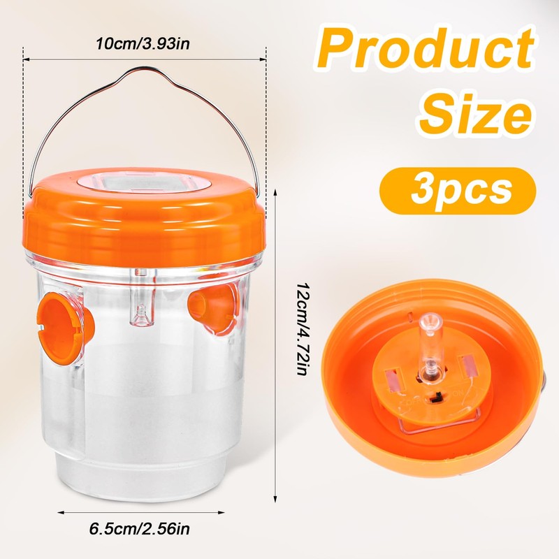 3 Pieces Carpenter Bee Cage, Wasp Outdoor Hanging with Solar