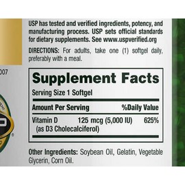 Nature’s Bounty Nature's Bounty Vitamin D3 125mcg 5000 IU 400 Softgels Teeth Bone Immune Health