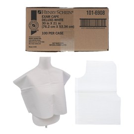 Henry Schein Disposable Exam Cape – 100/Case, White, 3-Ply Tissue/Poly, 30" x 21", Waist-Length Coverage for Patient Comfort & Protection