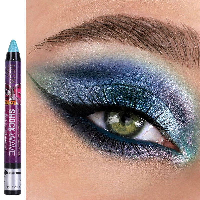 Peacock Blue Eyeshadow Stick, Pearlescent Green Color Eye Shadow, Shimmer