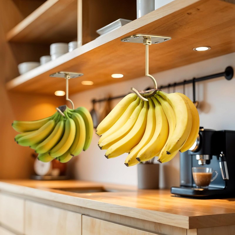 CAPHONT 2 Pack Foldable Metal Banana Hook Under Cabinet -