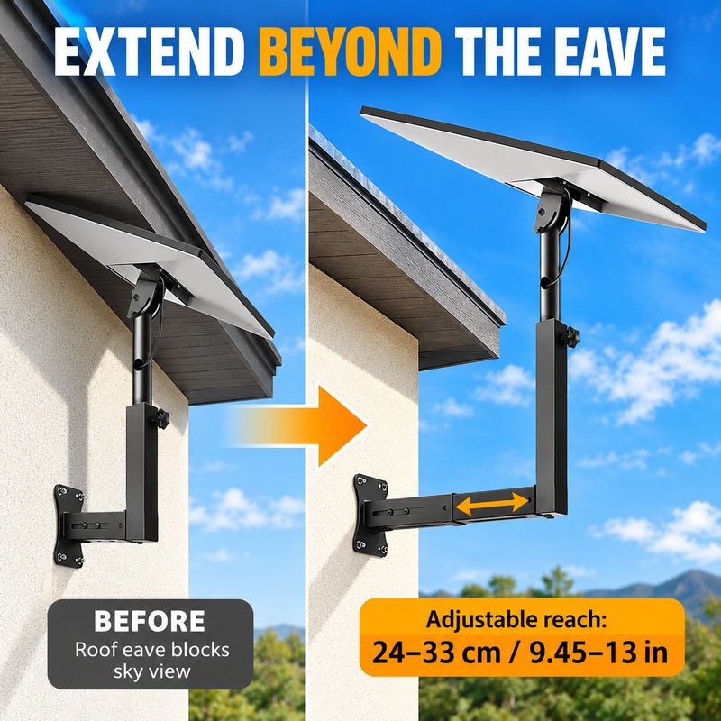 Adjustable Starlink Gen 3 Wall Mount, Telescoping Metal Support Arm