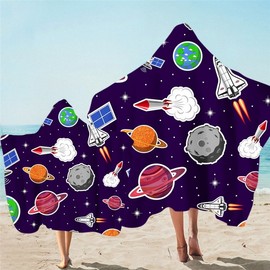 Wearable Beach Towel: Stylish Hooded Microfiber Bath Towel with Starry Sky Print Towel 3 + 150*200cm 4ea