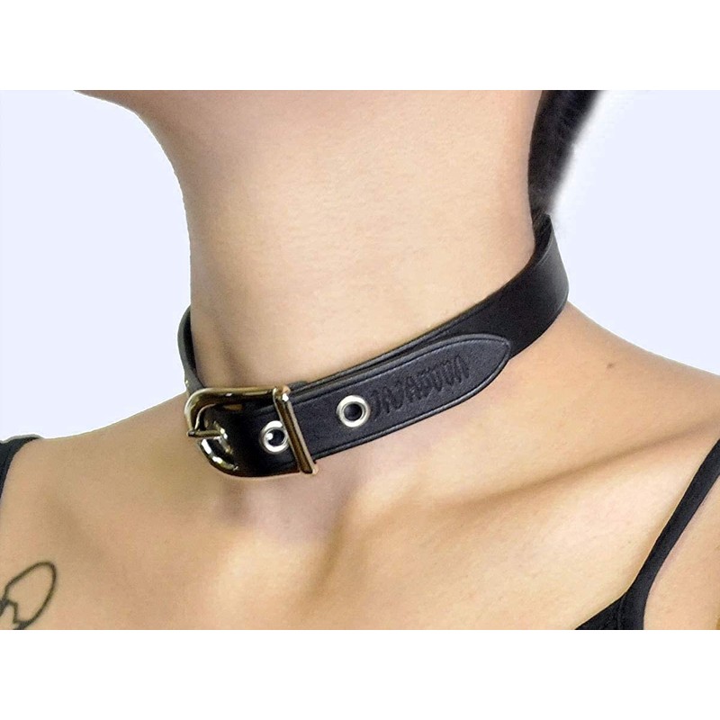 JAJABOON Leather Choker Unisex Color Variation Leather, Black