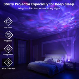 Glocusent Star Projector: 60 Soothing Sounds White Noise Sound Machine with HiFi Bluetooth Speaker for Bedroom - Galaxy Projector Work with App(2.4Ghz WiFi), Gifts for Adults Kids Birthday