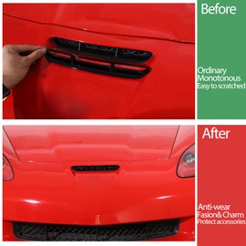 Car Hood Vents Compatible with Chevy Corvette C6 2005-2013, Hood Scoop Body Kit, Engine Hood Air Outlet Vent Moulding Cover Trim Accessories (carbon fiber pattern)
