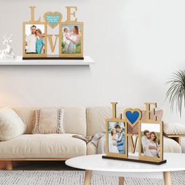 ZEEYUAN Love Picture Frame Collage for 10 x 15 Pictures Family Photo Frame for Standing Up Table Frame 10 x 15 cm Gift for Wedding