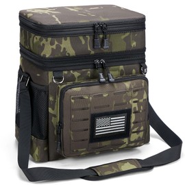 HSHPX Insulated Tactical Lunch Box for Men: Reusable Lunch Bag for Picnic Outdoor Beach Office - Portable Adult Lunch Box Organizer Black Camo 15L