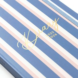 Busy B A5 Diary - Mid-Year 17 Month Aug '25 - Dec '26 - Stripe Academic Diary - Week to View Planner with Pen Loop, Tear-off Lists, Elastic Closure Band & Storage Pockets