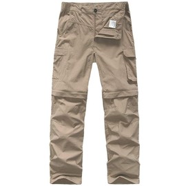 JOMLUN Men’s Hiking Pants Zip Off Cargo Pants Lightweight Quick Dry Convertible Outdoor Shorts Khaki