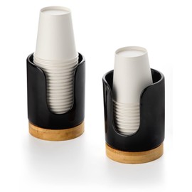 Viosuniu Ceramic Bathroom Cups Dispenser - 3 oz Disposable Paper & Plastic Bathroom Cups Holder - Solo Mouthwash Cups Dispenser for Bathroom, Guest Toiletries, Countertop, Coffee - BPA Free (2 Pack)