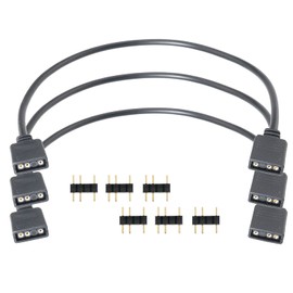 SJZBIN 3pcs Micro Connector Addressable RGB Extension Cable 30cm Black RGB Strip 3Pin Extension Adapter