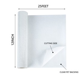 HTV Iron on Vinyl 12Inch by 25ft Roll HTV Heat Transfer Vinyl for T-Shirt HTV Vinyl Rolls for All Cutter Machine - Easy to Cut & Weed for Heat Vinyl Design (25ft, 01-Glitter White)