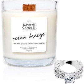 Ocean Breeze Candle with Ring Inside (Surprise Jewelry Valued at $15 to $5,000) Ring Size 6