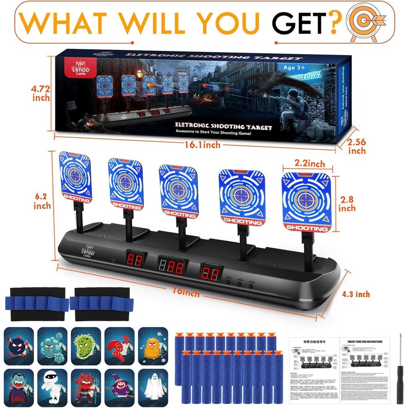 Lehoo Castle Shooting Targets for Nerf, 5 Targets Shooting Games