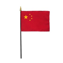 China (Peoples Republic) Flag Rayon On Staff 4 in. x 6 in. - Made in USA from Flags Unlimited