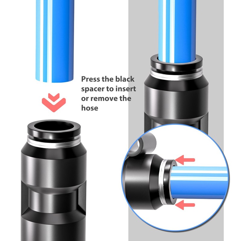 Innfeeltech 20 Pcs 8mm Black Straight Push to Connect Pneumatic