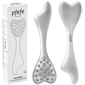 pfefe Gua Sha Y Rodillo Facial de Acero Inoxidable, Rodillo Facial 3 en 1 con Forma de Delfín para Suministros de Esteticista, Regalo para Mujeres, Herramienta para El Cuidado de La Piel para Reducir