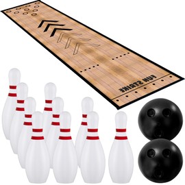 Sitroasho Mini Bowling Set Indoor Outdoor Indoor Bowling Set with Guide Arrow Mat Gold and Silver Medal Backpack Dispensing Suitable for Family Friends Family Party Entertainment