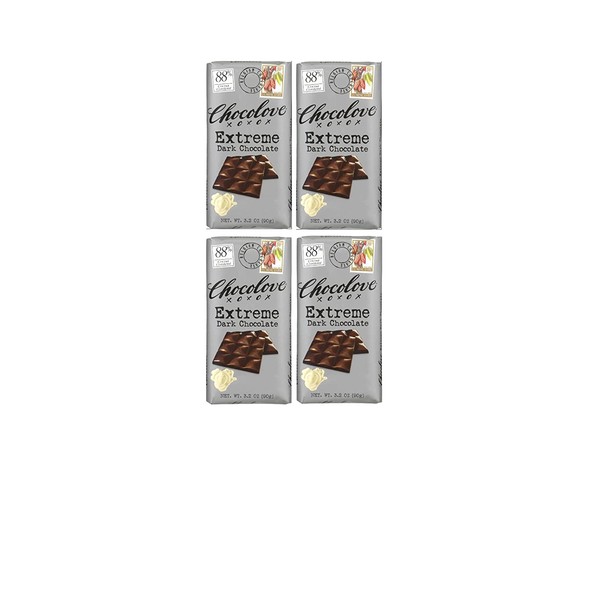 Chocolove Extreme 88% Dark chocolate 3.2 oz (Pack of 4 bars)