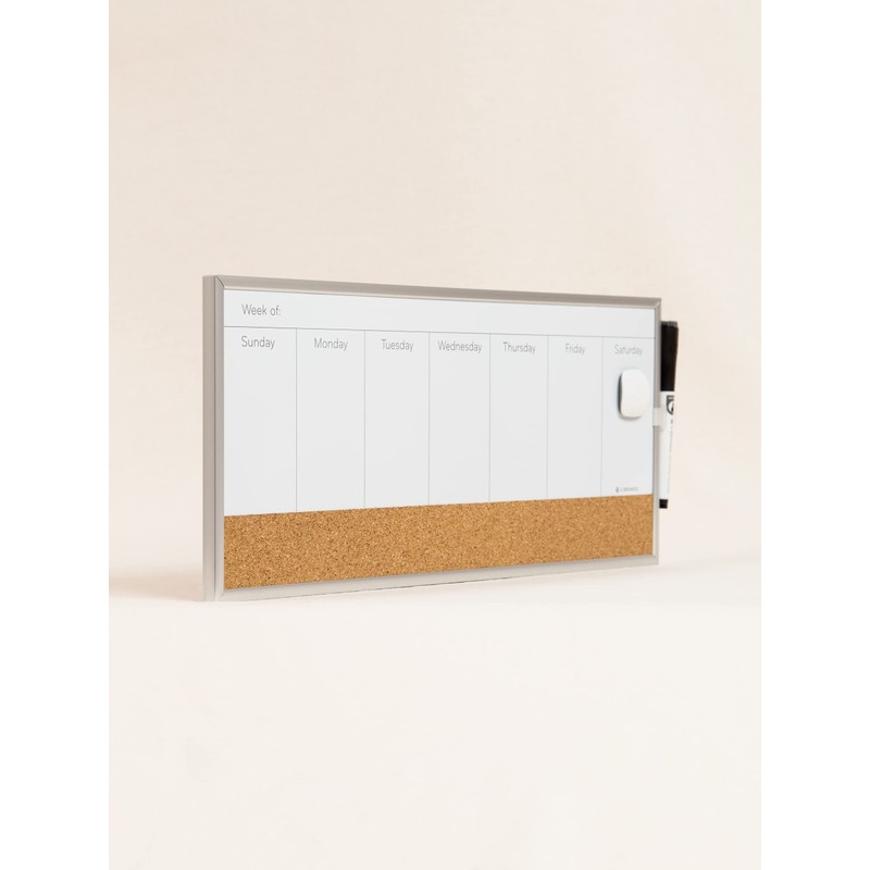 U Brands Magnetic Dry Erase Weekly Calendar White Board With