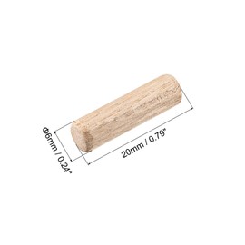 sourcing map Wooden Dove Pins Pack of 50 6 x 20 mm (1/4 x 3/4 Inch) Ribbed Bevelled Ends Wood Dove Pegs Oven Dried Hardwood for Woodworking Furniture Shelf